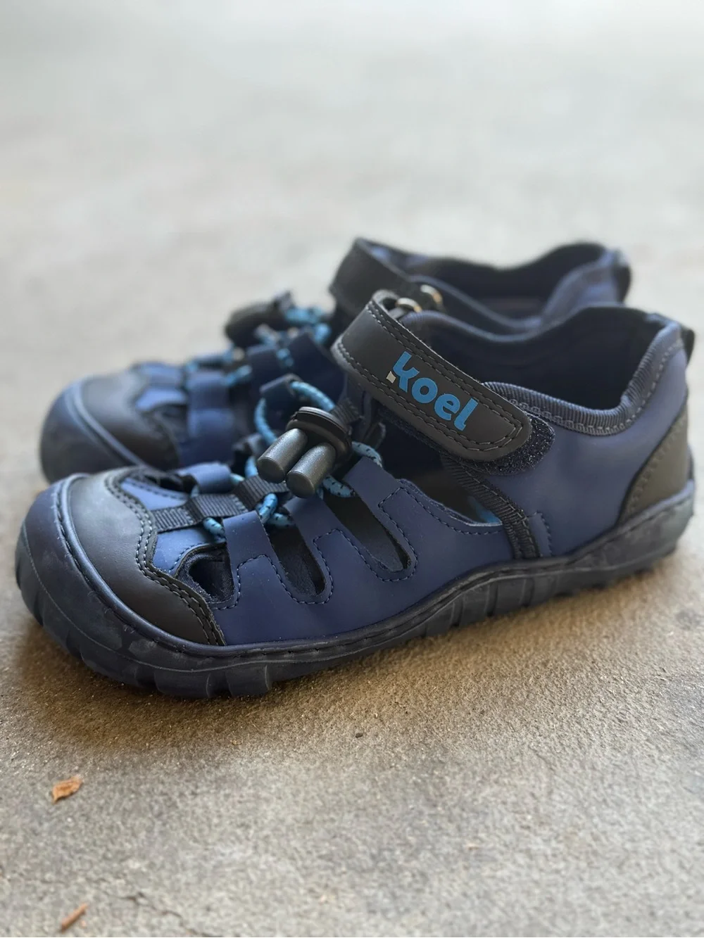 Koel Kids Navy Blue Closed-Toe Sport Sandals with Hook-and-Loop Strap